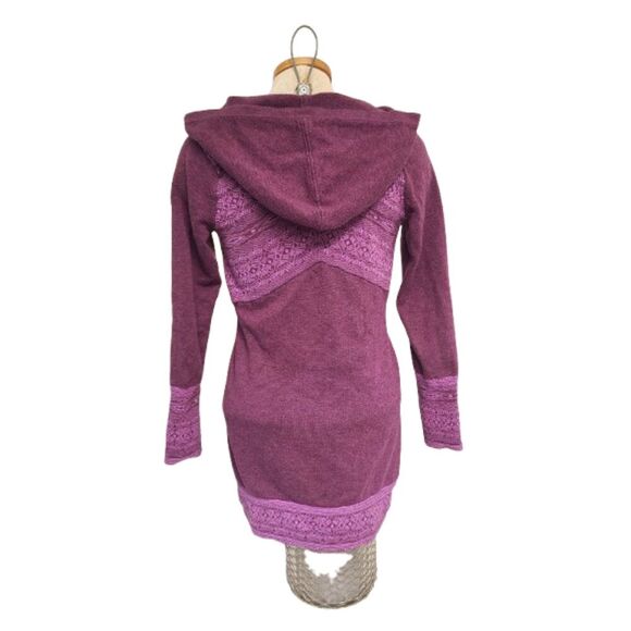 Athleta Zip Up Scandinavian Nordic Hoodie SMALL Purple Wool Blend Pockets S Warm - Picture 8 of 8